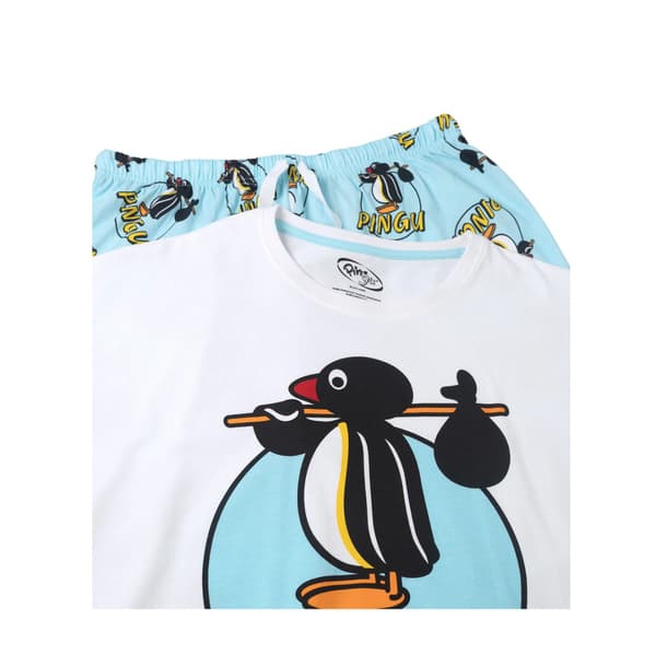 Pingu Dam/Dam Karaktär Kortärmad Lång Pyjamas Set M B Blue/White M