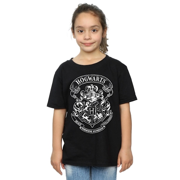 Harry Potter T-shirt med Hogwarts-vapen för flickor, bomull, 5-6 år, svart Black 5-6 Years