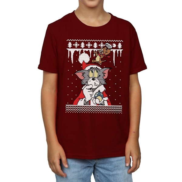 Tom And Jerry Pojkar Jul Fair Isle T-shirt 5-6 År Bourgogne Burgundy 5-6 Years