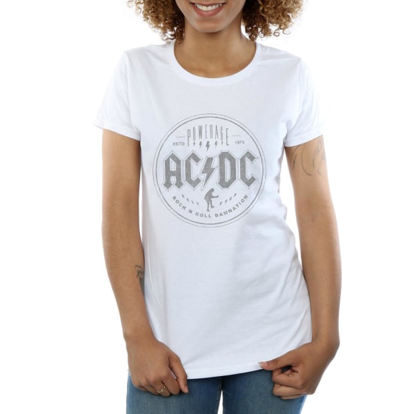 AC/DC Damnation Svart Bomull T-shirt för Dam White L