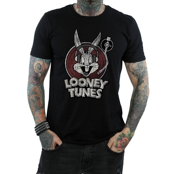 Looney Tunes Herr Bugs Bunny Logotyp Bomull T-shirt L Svart Black L