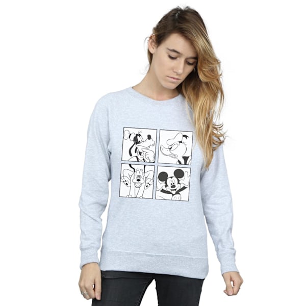 Disney Dam/Damer Mickey, Donald, Goofy Och Pluto Boxad Sweatshirt L Heather Grey Heather Grey L