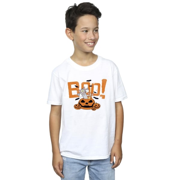 Tom & Jerry Boys Halloween Boo! T-shirt 7-8 år Vit White 7-8 Years
