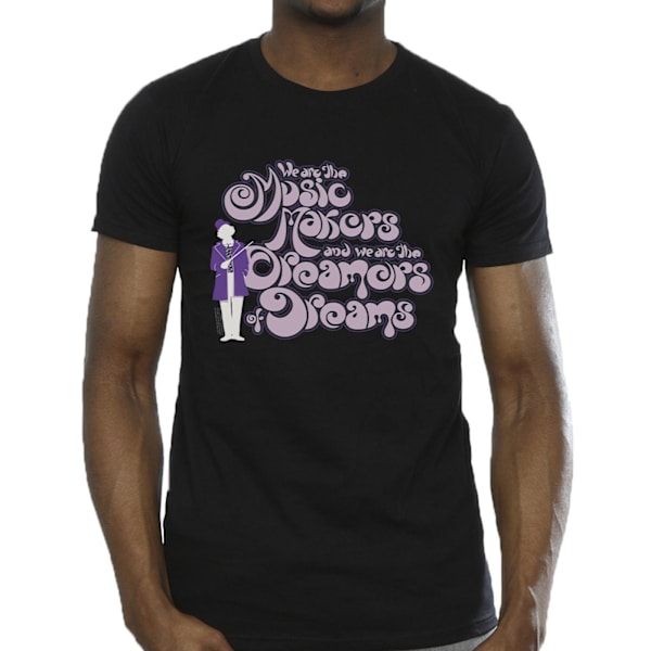 Willy Wonka Mens Dreamers Text T-Shirt XL Svart Black XL