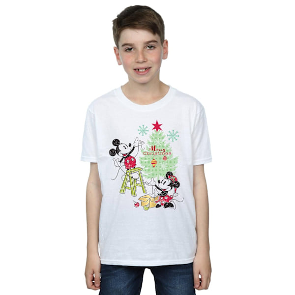 Disney Boys Mickey och Minnie Julgran T-shirt 12-13 år White 12-13 Years