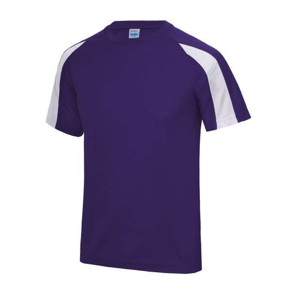 Just Cool Mens Contrast Cool Sports Plain T-Shirt XL Lila/båge Purple/Arctic White XL