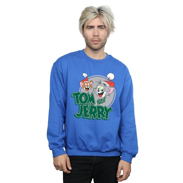Tom And Jerry Herr Julhälsningar Sweatshirt M Royal Blue Royal Blue M