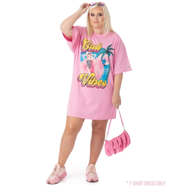 Barbie Dam/Kvinnor Cali Vibes Oversized T-Shirt Klänning XL Pastell Pastel Pink XL