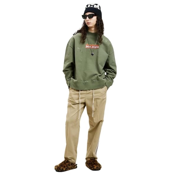 Palm Angels Unisex Vuxen Flames Sweatshirt M Grön Green M