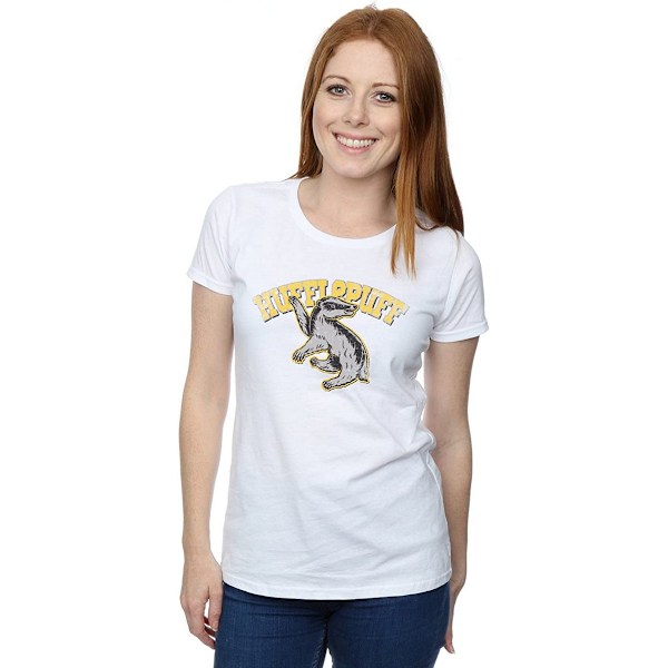 Harry Potter Dam/Kvinnor Hufflepuff Bomull T-shirt XL Vit White XL