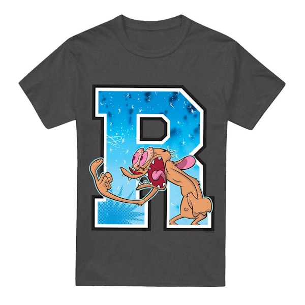Ren & Stimpy Unisex Vuxen R Is For Ren T-Shirt XL Gråmelerad Charcoal XL