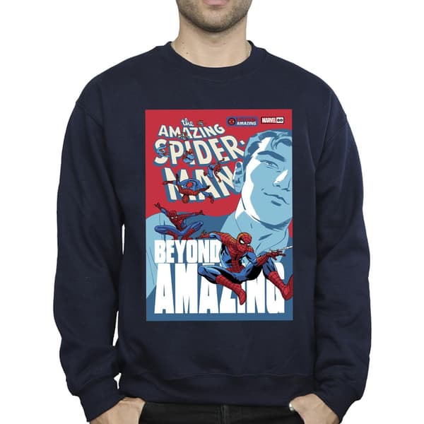 Marvel Mens Spider-Man Beyond Amazing Cover Sweatshirt M Navy B Navy Blue M