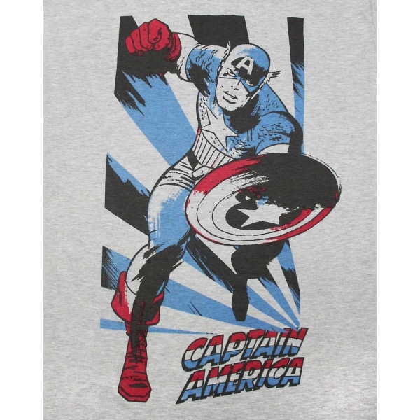 Captain America Mens T-shirt XL Grå/Blå/Röd Grey/Blue/Red XL