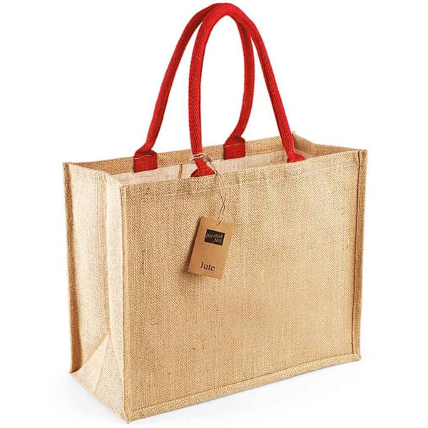 Westford Mill Classic Jute Shopper Bag One Size Naturlig/Ljus Natural/Bright Red One Size