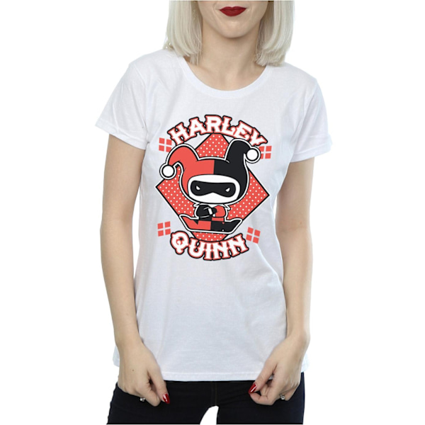 DC Comics Dam/Kvinnor Chibi Harley Quinn Badge Bomull T-shirt White S