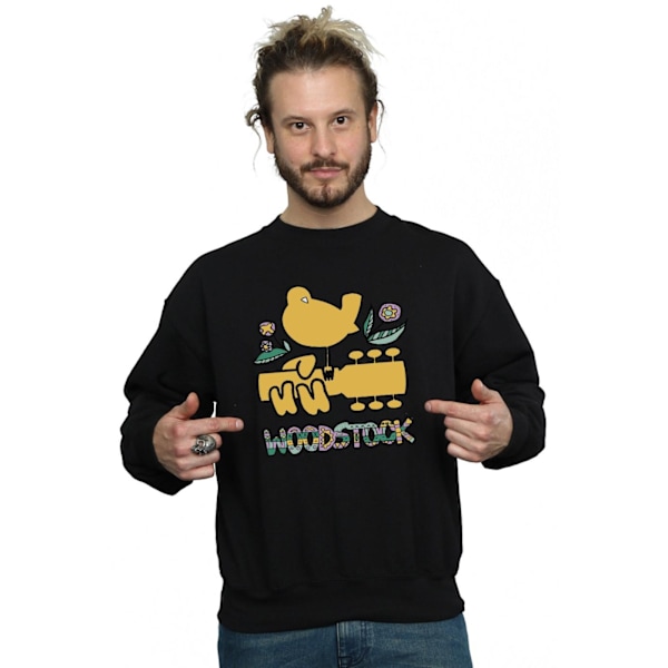 Woodstock Mens Bird Aztec Pattern Sweatshirt 5XL Svart Black 5XL