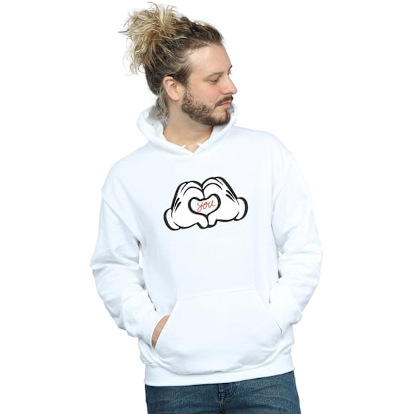 Disney Herr Mickey Mouse Loves You Hoodie 4XL Vit White 4XL