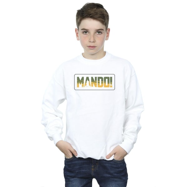 Star Wars Boys The Mandalorian Mando Cutout Sweatshirt 7-8 år White 7-8 Years