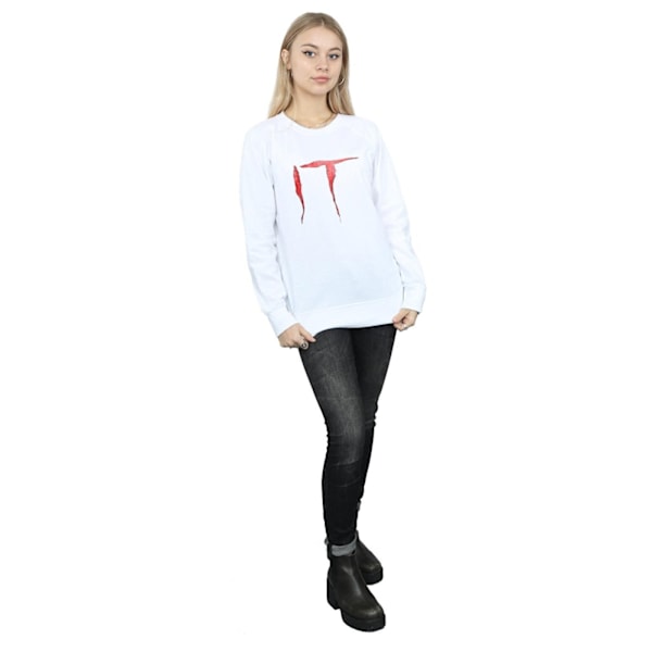 It Dam/Kvinnor Distressed Logo Sweatshirt XL Vit White XL