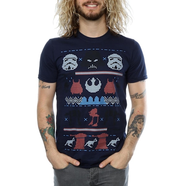 Star Wars Herr Dark Side Fair Isle Jul T-shirt L Deep Nav Deep Navy L