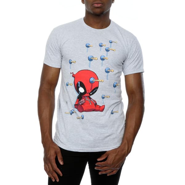 Marvel Herr Deadpool Tecknad Knockout T-Shirt S Ljusgrå Heather Grey S