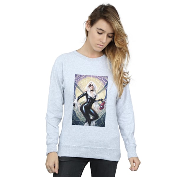 Marvel Womens/Ladies Black Cat Artwork Sweatshirt S Sports Grey Sports Grey S