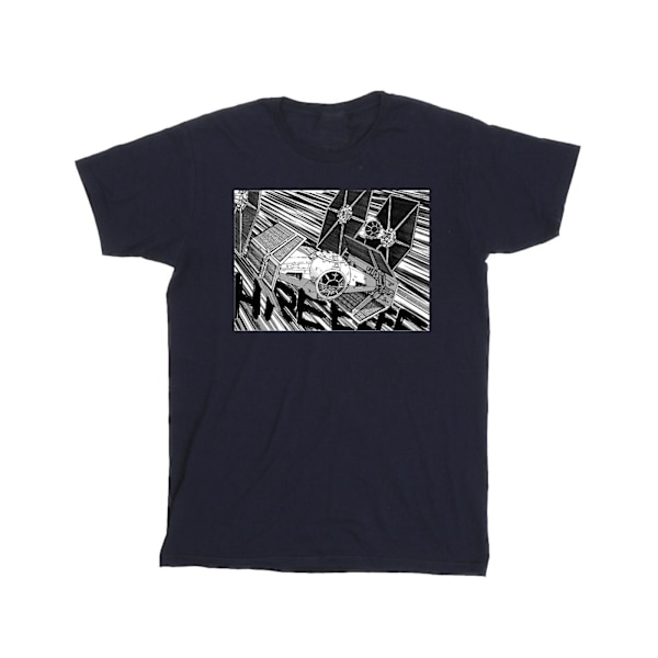 Star Wars Girls Anime Plane Bomull T-shirt 12-13 år Marinblå Navy Blue 12-13 Years