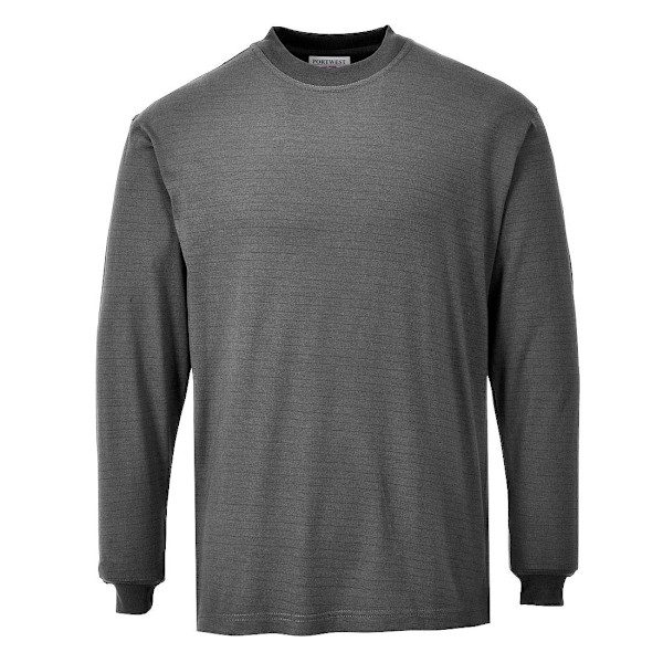 Portwest Flamhämmande Antistatisk Långärmad T-shirt för Män Grey XXL