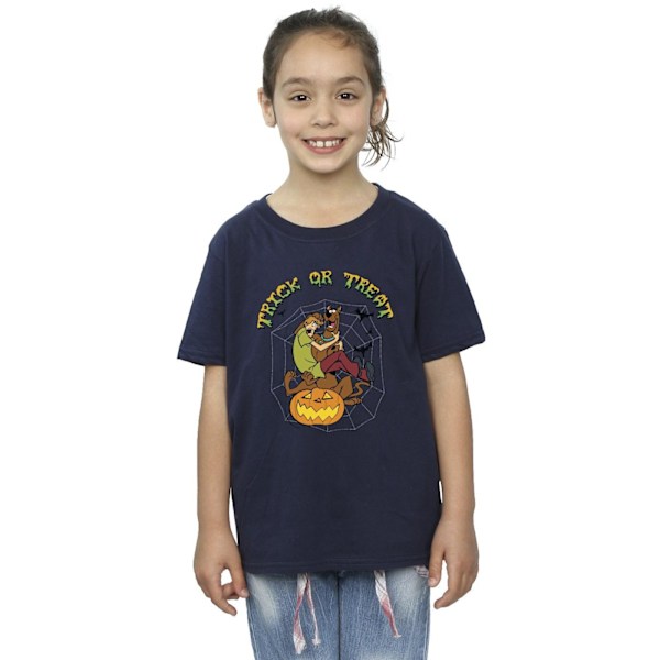 Scooby Doo Flickor Trick Or Treat Bomull T-shirt 3-4 År Marinblå B Navy Blue 3-4 Years