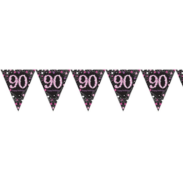 Amscan Sparkling Pink Celebration 90-årsdag Vimpel En Storlek Black/Pink One Size