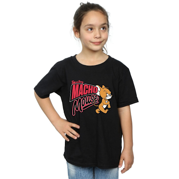 Tom And Jerry Girls Macho Mouse Bomull T-shirt 12-13 År Svart Black 12-13 Years