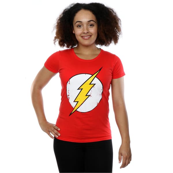 DC Comics Dam/Dam Flash Distressed Logo T-shirt i bomull S Red S