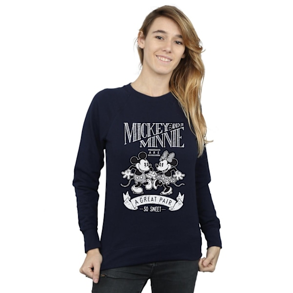 Disney Dam/Damer Mickey Och Minnie Mouse Great Pair Sweatshirt Navy Blue L