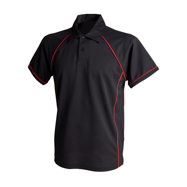 Finden & Hales Herr Piped Performance Sports Polo Shirt M Svart Black/Red M