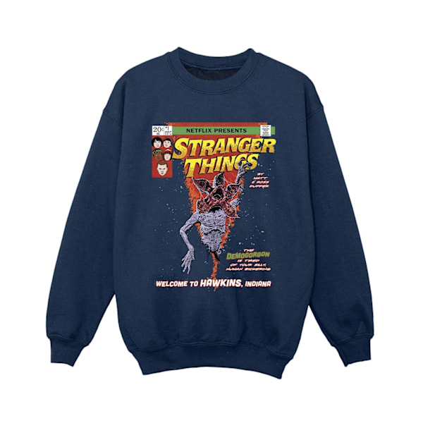 Netflix Boys Stranger Things Comic Cover Sweatshirt 7-8 år N Navy Blue 7-8 Years