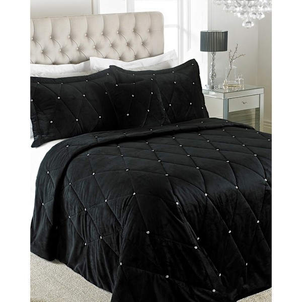 Riva Paoletti Nya Diamante Överkast Set 220 x 240cm Svart Black 220 x 240cm