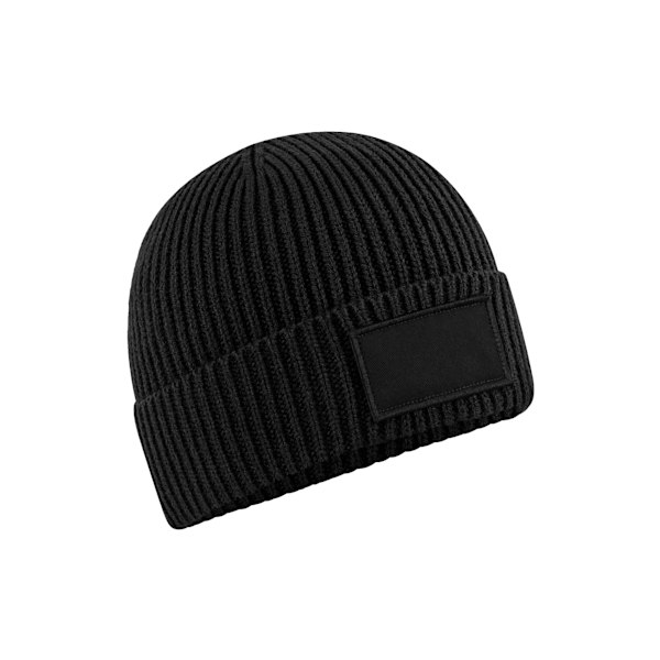 Beechfield Unisex Patch Beanie i Svart, One Size Black One Size