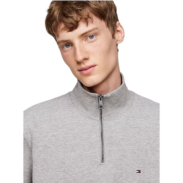 Tommy Jeans Herr Flag Quarter Zip Sweatshirt S Ljusgrå Light Grey S