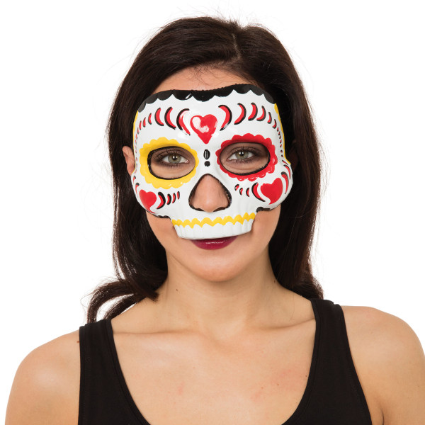 Bristol Novelty Unisex Adults Day Of The Dead Heart Mask One Si Multicoloured One Size