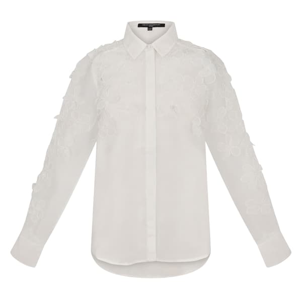 French Connection Dam Blommig 3D Långärmad Skjorta 8 White 8 UK