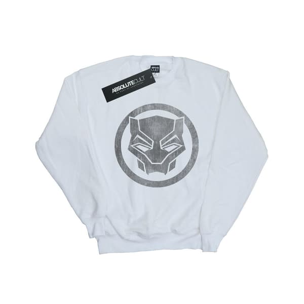 Marvel Boys Black Panther Distressed Icon Sweatshirt 5-6 år White 5-6 Years