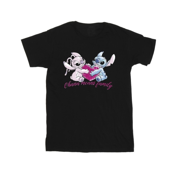 Disney Boys Lilo And Stitch Ohana Heart With Angel T-shirt 3-4 Black 3-4 Years