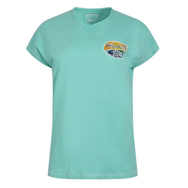 Weird Fish Dam/Dam Seashore Grafisk Slub T-shirt 16 UK Aq Aqua Blue 16 UK