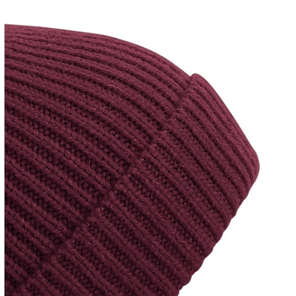 Beechfield Unisex Engineered Knit Ribbed Pom Pom Beanie One Size Burgundy One Size
