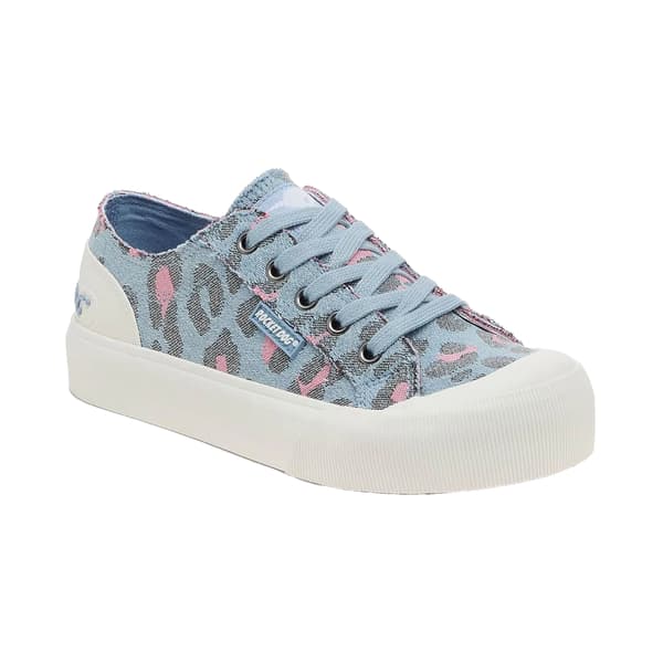 Rocket Dog Jazzin Plus Leopardmönstrade Canvassneakers för dam Light Blue 8 UK
