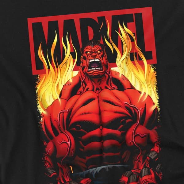 Marvel Herr Röd Hulk Eld T-Shirt M Svart Black M