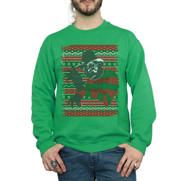 A Nightmare On Elm Street Herr Jul Fair Isle Sweatshirt X Irish Green XXL