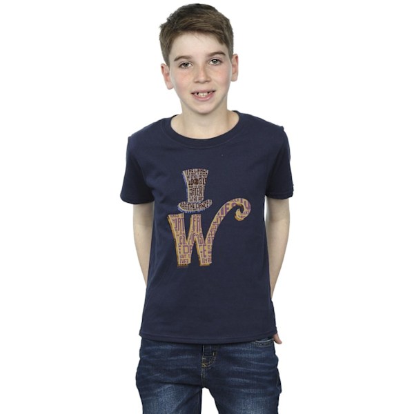 Willy Wonka Boys W Logo Hat T-Shirt 7-8 år Marinblå Navy Blue 7-8 Years