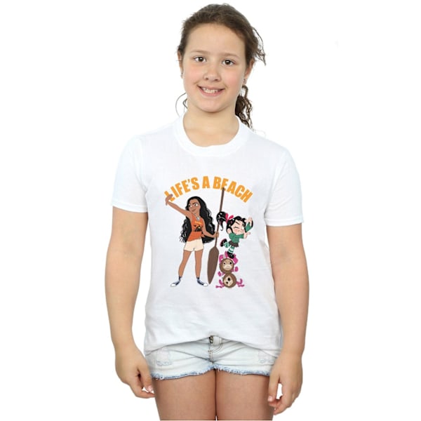 Disney Girls Wreck It Ralph Moana Och Vanellope Bomull T-shirt White 7-8 Years