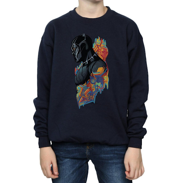 Marvel Boys Black Panther Profil Sweatshirt 9-11 år Marinblå Navy Blue 9-11 Years